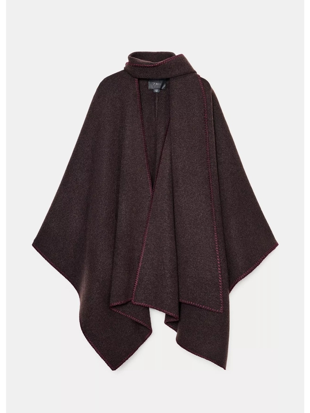 ZARA KNIT CAPE CONTRASTING THREAD SCARF
